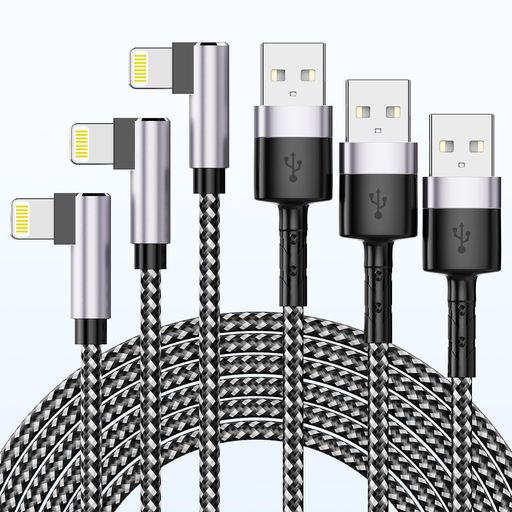 iphone 充電ケーブル L字 2M*2/3M*1 3本セット ライトニングケーブル L型 MFi認証 アイフォン充電ケーブル 急速充電&同期 データ転送 断線防止 超高耐久 lightningケーブル iPhone