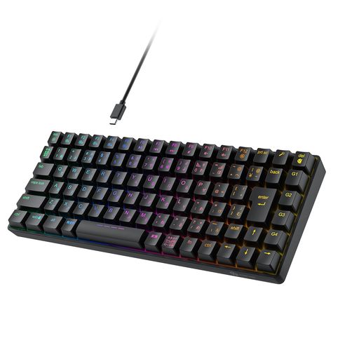 iClever ゲーミングキーボード 有線 テンキーレス 75%サイズ 赤軸 メカニカル JIS日本語配列 RGB 23種類バックライト マクロ機能 カスタマイズ 着脱式ケーブル ゲーム/仕事用 ブラック