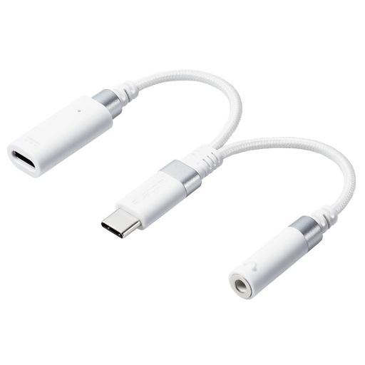 携帯電話 スマホ/タブレットの音声出力に対応したUSB Type-C(TM)端子を3.5mmステレオミニ端子と給電専用USB Type-C(TM)ポートの2つに変換するハイレゾ対応音声変換ケーブルです。 ※USB Type-C(TM)端子からの音声出力に対応していない機種では、本製品をご利用頂けません。 ※音声出力に問題が生じる場合は、本体の再起動をしてください。 本製品搭載のUSB Type-C(TM)給電専用ポートに電源アダプターを接続することで、音楽を聴きながら端末を充電することができます。 ※ご使用になるAC充電器等の性能によって供給される電流値が異なります。 最大27WのUSB Power Deliveryに対応しています。 日本オーディオ協会のハイレゾ定義に準拠した高音質モデルで、(PCM最大192kHz/16bit対応)ハイレゾ対応イヤホンと一緒にご使用いただくことで、ハイレゾ音源でお楽しみいただけます。 音楽や映画も高音質で楽しめる最大192kHz/16bitに対応したDACを搭載しております。 マイク付きイヤホンに対応し、音楽鑑賞だけでなく通話も可能です。