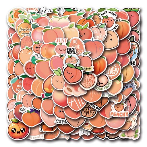 110枚のピーチステッカー、防水ビニールステッカー子供、ティーン、大人、教師、ウォーターボトル、ノ..