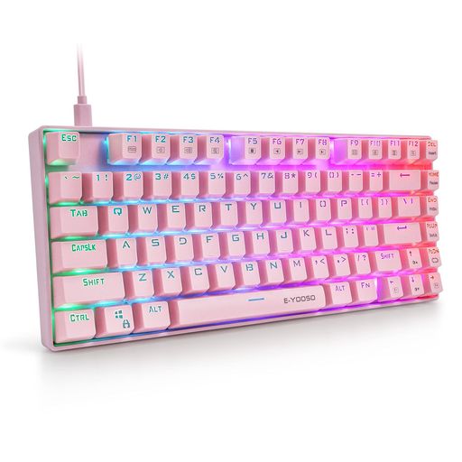 e元素ゲーミングキーボード81キー青軸を採用メカニカル式キーボード英語配列RGBバックライト防水機能付..