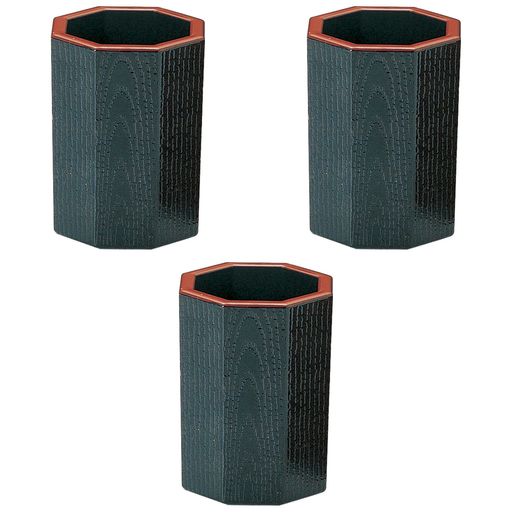 3個セット[A]八角木目楊枝入黒天朱[4.3x5.5cm]|楊枝ABS樹脂セトモノホンポ(Setomonohonpo)