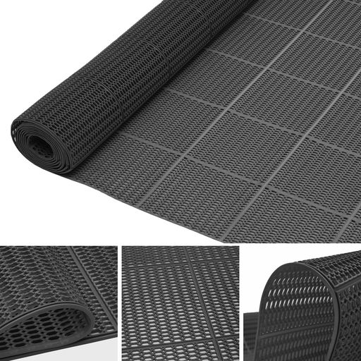 sumunior屋外屋内滑り止めマット300x90cmPVCシート排水ゴム床有孔ラバー玄関マット可能転倒防止泥落と..