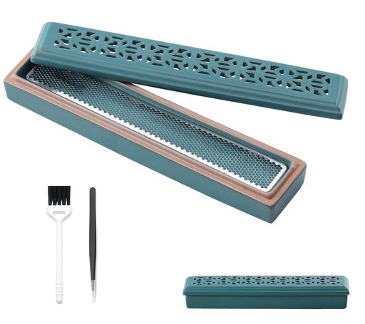 CEREMONYお香ホルダーセラミックインセンスホルダーアッシュキャッチャー付きスティック用棺スタイルイ..