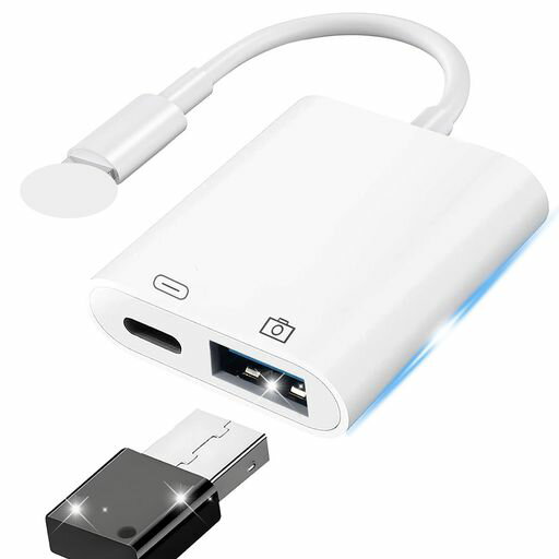 usb変換アダプタライトニング式Phone/Pad用2in1USB変換カメラアダプタUSB3.0高速伝送スマート双方向デ..