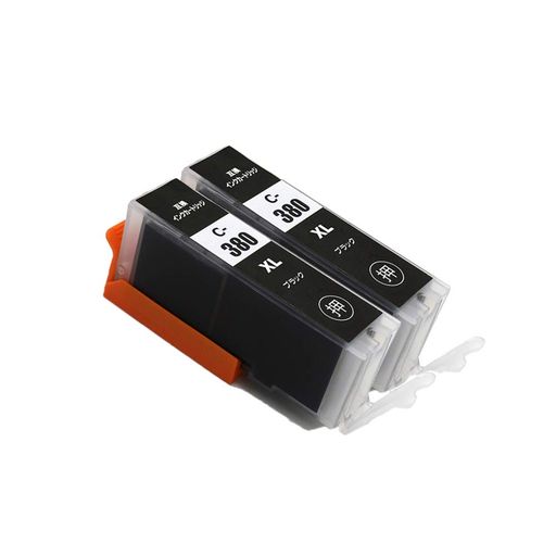 【pomme】BCI-380XLBK ブラック 互換インク キヤノン対応 染料 2本セット 大容量 インクカートリッジ 残量表示機能付 ISO14001/ISO9001認証工場 (TS6330 TS8330 TS8130)(2.0)