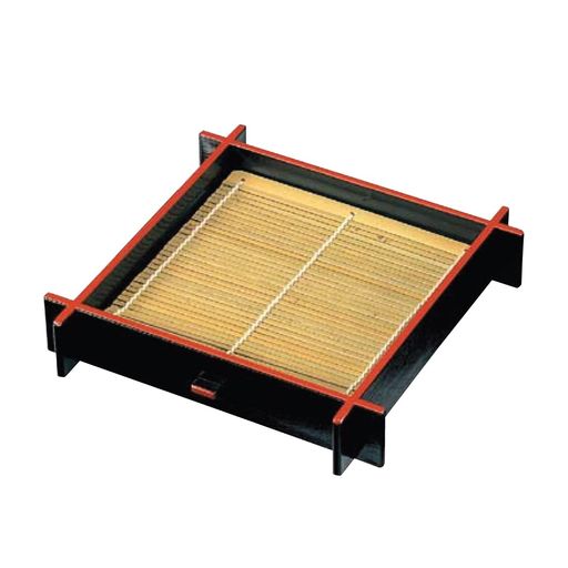J-kitchensそば器ざるそば井桁そばザル(底板無)黒天朱割れにくい樹脂製19x19x4cm日本製