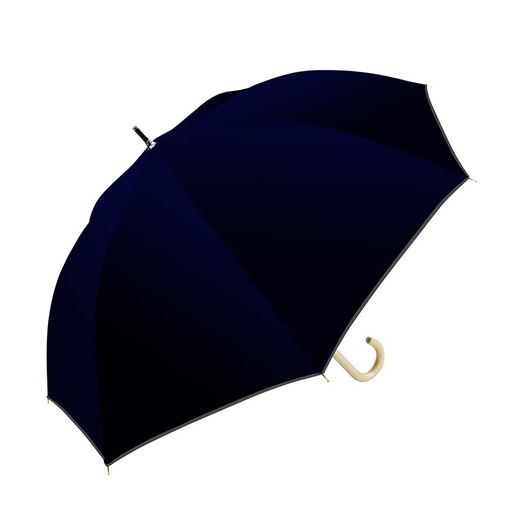 藤田屋eco-lla再生生地耐風設計傘長傘無地ふちパイピングネイビーRG65-2281