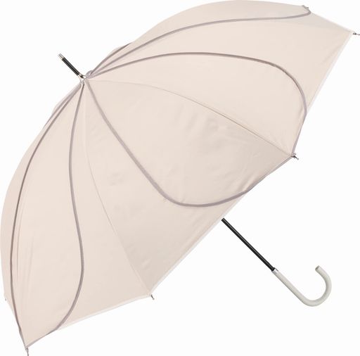 宮島晴雨兼用長傘55cm手開きフラワーフォルムベージュ【39610】手開き