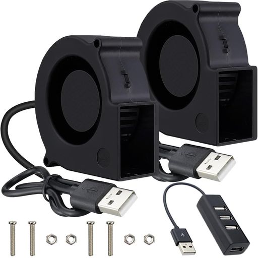 JYUDAUFU 2個 75x30mm ブロワー冷却ファン DC 5V 7530 ブラシレスタービンターボベアリングクーラー USBポート付き M3x35ネジナット付き 1〜4 USBハブ 3Dプリンター/CPU/PC/ロボット/DIY用