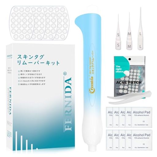 FERNIDAイボ取りスキンタグリムーバー2mm~9mmイボ除去ツール自宅片手簡単操作すべての肌タイプ対応エコー素材採用88回分バンド付き3in1キット顔首手足脇胴体日本語取り扱い付き
