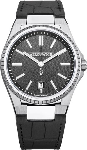 [アエロウォッチ]腕時計3針デイトスイス製A42999AA03メンズブラック