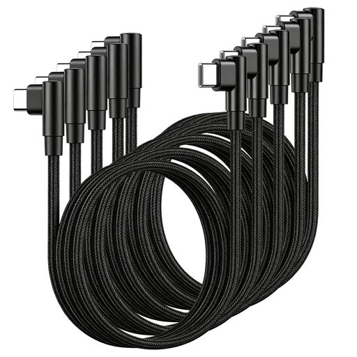 USB-C & USB-C ケーブル L字型 2m 5本セット SLEIJAOOE 【 60W/3A 急速充電 /USB2.0規格/ PD対応】高耐久ナイロン Type C ケーブル 200cm スマートフォン・タブレット・ゲーム機等Type-C