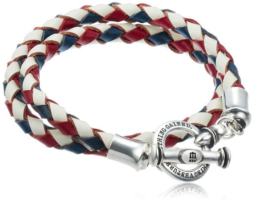 [ドクターモンロー]DrMONROEレザーブレスレットシルバー925/レザートリコロールRE-15-SV-TR