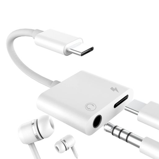 USB-C to 3.5mmイヤホンアダプター(2in1)DAC Type-C AUXジャックスプリッター 充電&オーディオドングルケーブル 対応Samsung Galaxy S20/S21/S22/S23、Pixel、、対応iPhone15 Pro