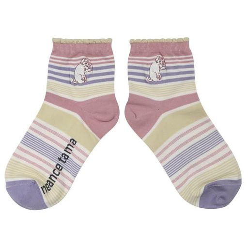 [ノアファミリー]ソックスニュアンスたまボーダーソックスレディースE566PKPK