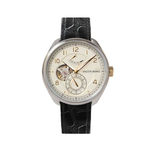 [MASTERWORKS]マスターワークスmasterworksQuattro001MW08SI1-GCBKG81腕時計メンズ自動巻きオートマチックオープンハートスケルトン41mmレザーベルトメンズウォッチ