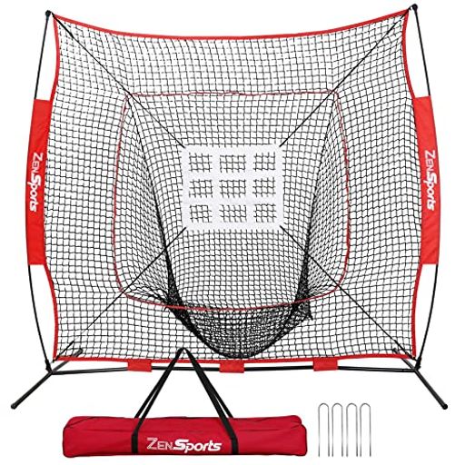 ZENY(ゼニー)7x7フィート野球ソフトボール練習ネット打撃とピッチングバッティングフィールド用野球キャッチネットストライクゾーンターゲット付き