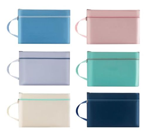 siawadekyファイル袋A4ジッパー式二層6個セット撥水取っ手付き大容量軽量書類ケースファイルバッグ領収..