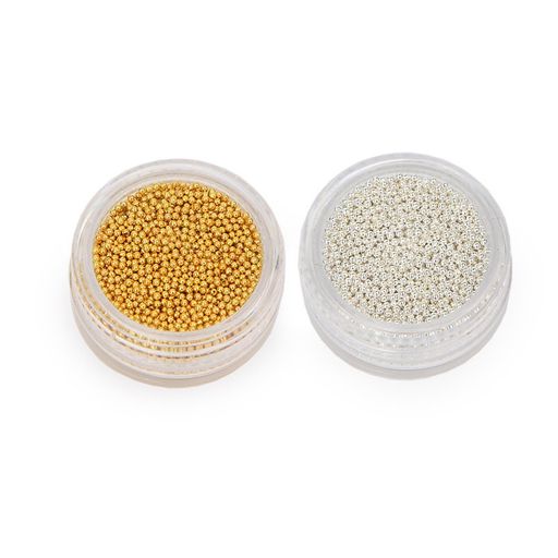 Minejin3Dネイルアートゴールドスチールボールミニビーズレディーズメイクアップシルバースタッドメタ..