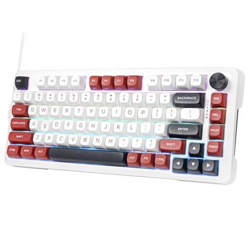 e元素Z82ゲーミングキーボード有線75%メカニカルキーボードホットスワップ対応銀軸ボリュームノブ搭載ガスケットマウント構造アンチゴーストキーRGBPBTキーキャップ・ホットスワップ対…