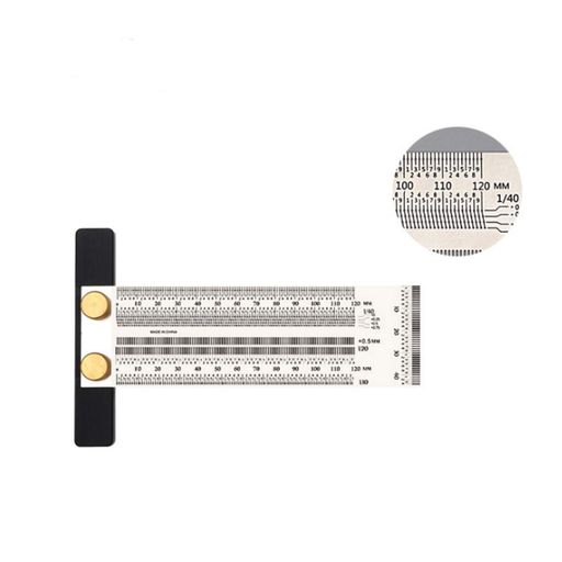 CarAngelsステンレススチール製木工ケガキゲージ90度定規直角定規止型スコヤ穴付き大工ケガキ工具(120MM)