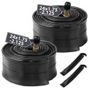 MOHEGIA2本セット自転車チューブ:24x1.75/1.95/2.10/2.125インチ自転車チューブブチルゴム-32mm米式バルブ、2本タイヤレバー含む
