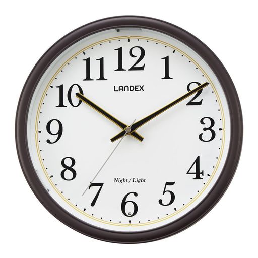ランデックス(Landex)掛け時計電波アナログ31cm自動点灯ステップ秒針夜間秒針停止ダークブラウンヨクテラスYW9188DBR