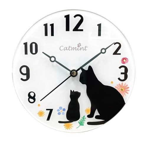 フォロー(Follow)日本製掛け時計置き時計アクリルクロック花猫HK-03-23S