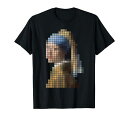 真珠の耳飾りの少女-Girlwithapearlearringフェルメール絵画-ピクセルアートTシャツ