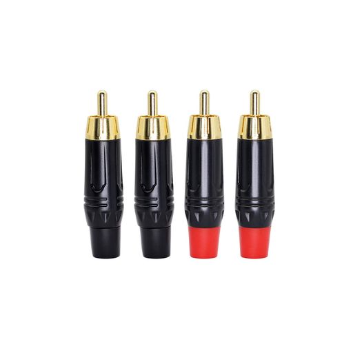 SinLoonRCAペアプラグrcaオスプラグステレオミニプラrcaオーディオ変換プラグ金メッキコネクタスピーカミキシングコンソ-ルパワーアンプに適しています4個セット