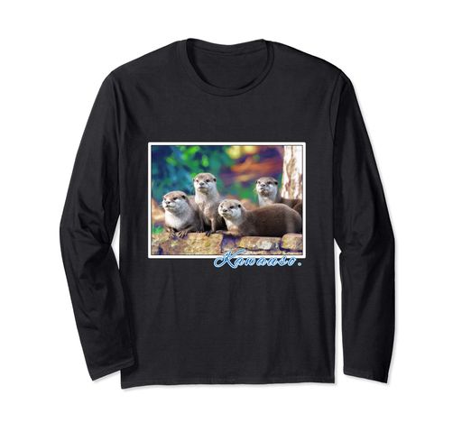 コツメカワウソ-なかまたちリアルフォト/写真長袖Tシャツ