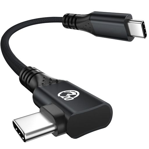 240W USB-C ケーブル 0.3M 短い L字 USB C 3.2 Gen 2X2 20Gbpsデータ転送ケーブル 48V PD3.1急速充電