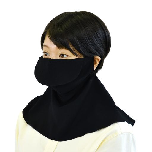 [あぐるみ]ふわさらガーデンマスク黒レディースかんたん水分補給フェイスカバー口元と首元を同時に守る..