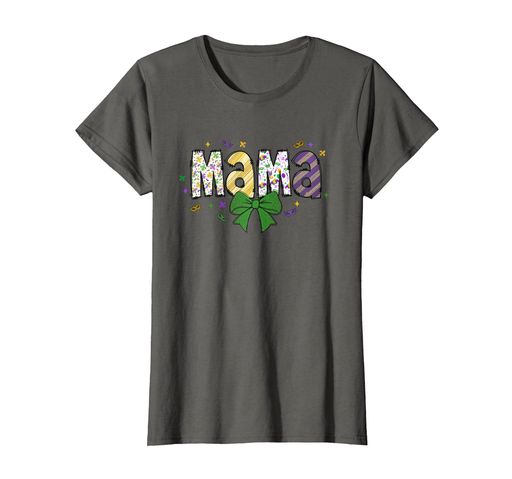 MamaMardiGrasパターンコケットリボンマスクお揃いファミリーTシャツ