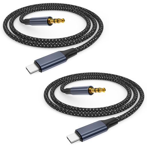 AUX ケーブル USB C 3.5mm 変換ケーブル 1メートル2本 USB C to 3.5mm オーディオケーブル 【ハイレゾ音質】DAC搭載 高耐久性ナイロン編み タイプc イヤホンジャック 変換3,5mm 音声コードは iPhone17