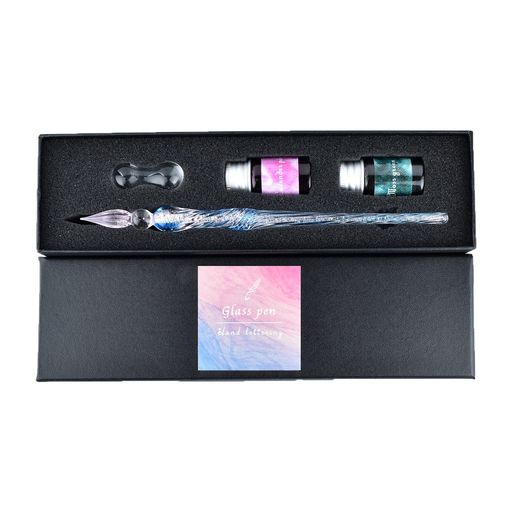 フォーカートかわいい手作りガラス細工ガラスペンツイストCBL2色(モスグリーン・ラベンダー各1本)セット