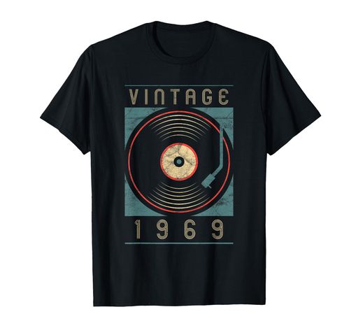 ヴィンテージ1969ビニールレトロターンテーブル誕生日DJギフト彼にTシャツ