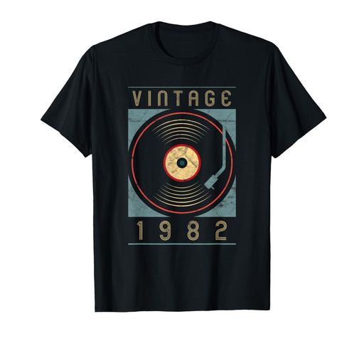 カスタムヴィンテージ1982ビニールターンテーブルレトロDJ40歳の誕生日Tシャツ