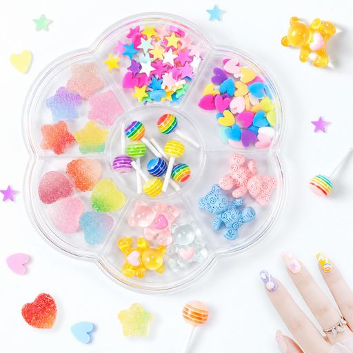 Annhua ネイルパーツ 3D 立体 ジェルネイルパーツ ハート 星 くま ロリポップ カラ...
