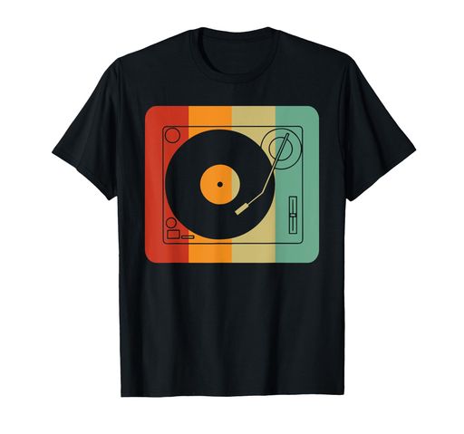 ヴィンテージレトロビニールレコードプレーヤーTシャツ