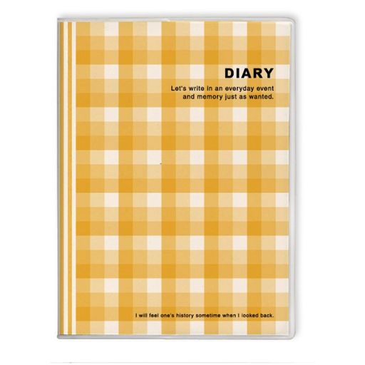 エムプラン日記帳パターンオンチェックカバー付オレンジ200743-04