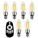 ANWIOシャンデリア電球6個入りB11E17口金600lm消費電力4.5W(50W形相当)リモコン付き燭台電球蝋燭型クリア電球シャンデリア形フィラメント電球無段階調光90%省エネ広配光雰囲気LEDランプ調光調色