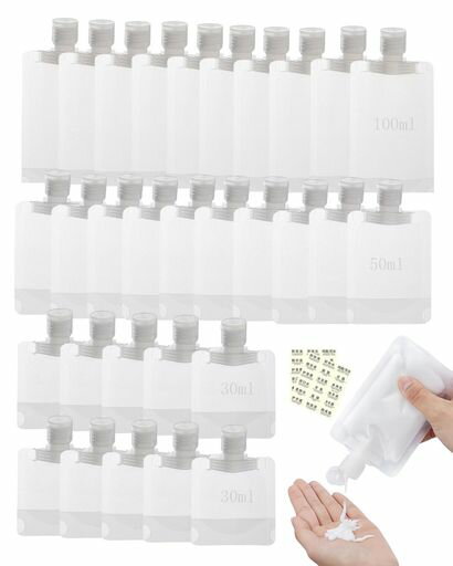 Tibemiパウチ容器トラベルシャンプー容器30ml50ml100ml小分け容器液体旅行用シャンプー小分けボトル透..