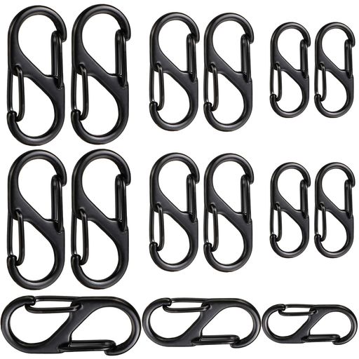 5WYOUKEジッパークリップ盗難防止15個入りS・M・L3サイズジッパープル交換リュックファスナーロックS字型小型カラビナクリップ取り外し可能旅行ファスナー開き防止防犯グッズ