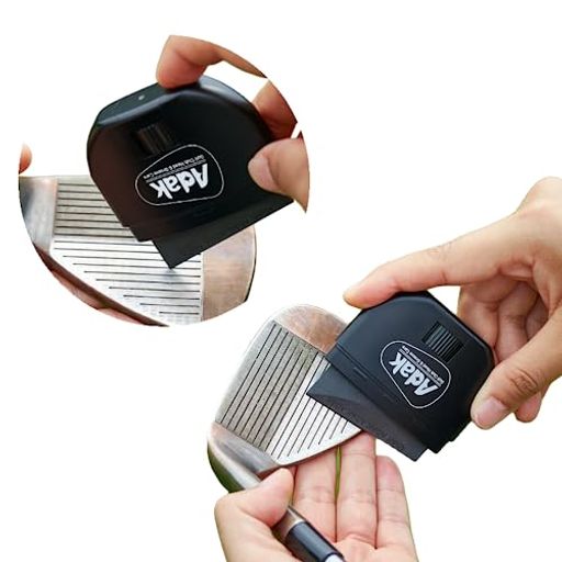 アダック2in1ゴルフクラブクリーナー|クラブヘッドとグルーブのクリーニング|バックスピンとショットの精度を向上|ゴルフアクセサリー|ダイヤモンド配合ドライクリーニングツール|グル…