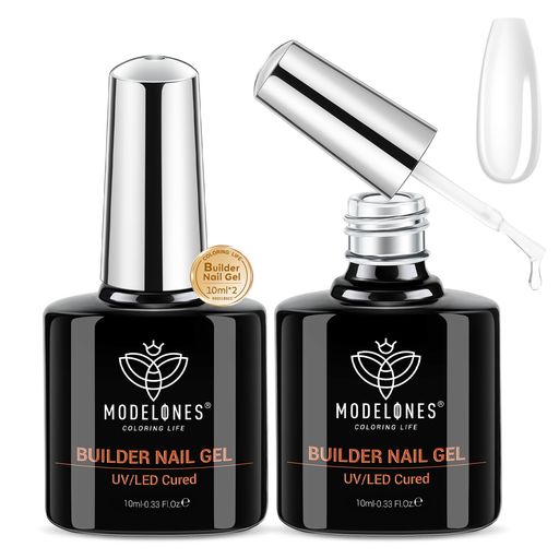 Modelones7in1ジェルネイル用ビルダージェル10ML2本ボトル入り強化剤長さだし用ベースコートUV硬化付け爪ネイルアート用(クリア)