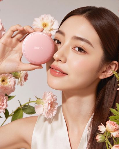 llanoコンパクトミラーレザー模様手鏡1X/2X拡大鏡3種の照明モード無段階調光機能500mAh高容量バッテリーUSB-C充電両面化粧鏡折りたたみ式超軽量人気おしゃれ持ち運び便利ラウンド型9.1cmx2.0cm