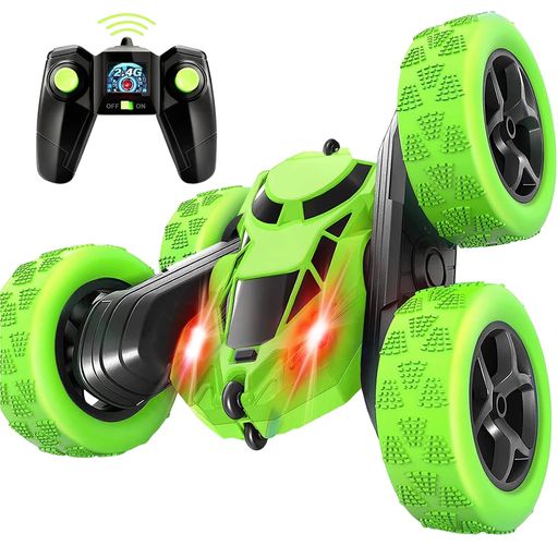 Tailtango子供用リモコンカー、USBType-C充電スタントカーおもちゃ2.4Ghz両面360°回転RCトラック(ヘッ..