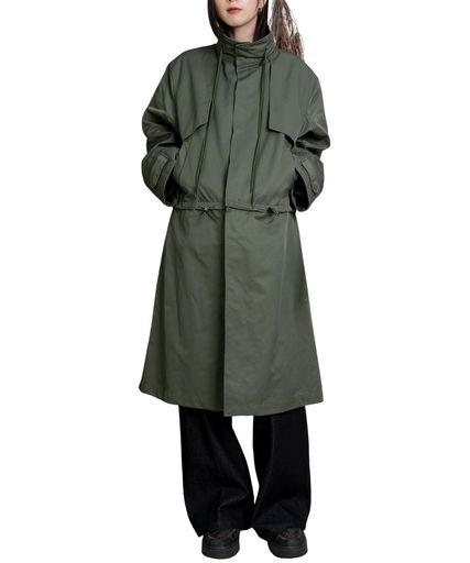 [ノラリリー]アウタースタンドカラードッキングトレンチコートレディース